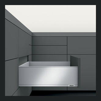 Blum LEGRABOX Std pure High Fronted C Height 177MM drawer 350MM Integrated BLUMOTION in Carbon Black Matte 40KG